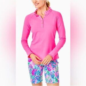 Lilly Pulitzer Women’s Pink Long Sleeve UPF+ Luxletic Hutton Polo